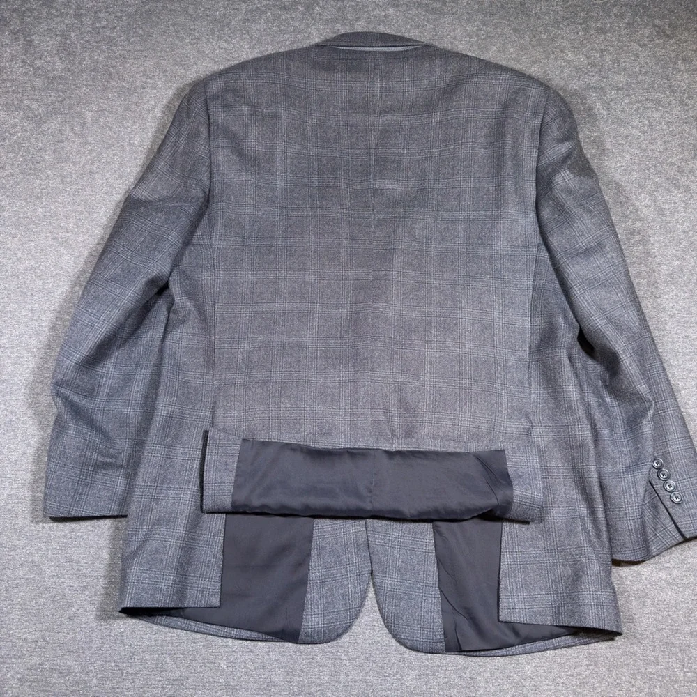 Jos. A. Bank Blazer Mens 42R Gray Plaid Silk Wool Traveler Summer Sport Coat - Picture 7 of 12